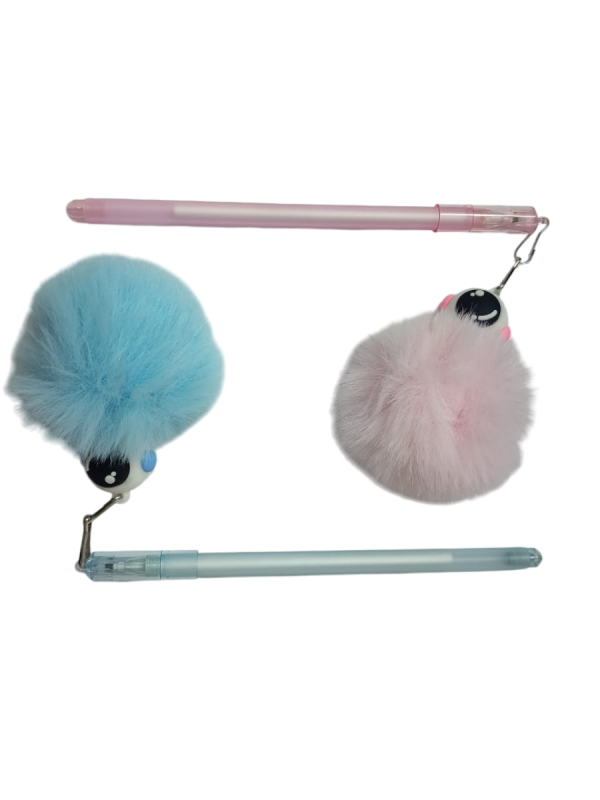 Yiwu Ballpoint Pen With Silicone Fur Medal Blue Qq-2603