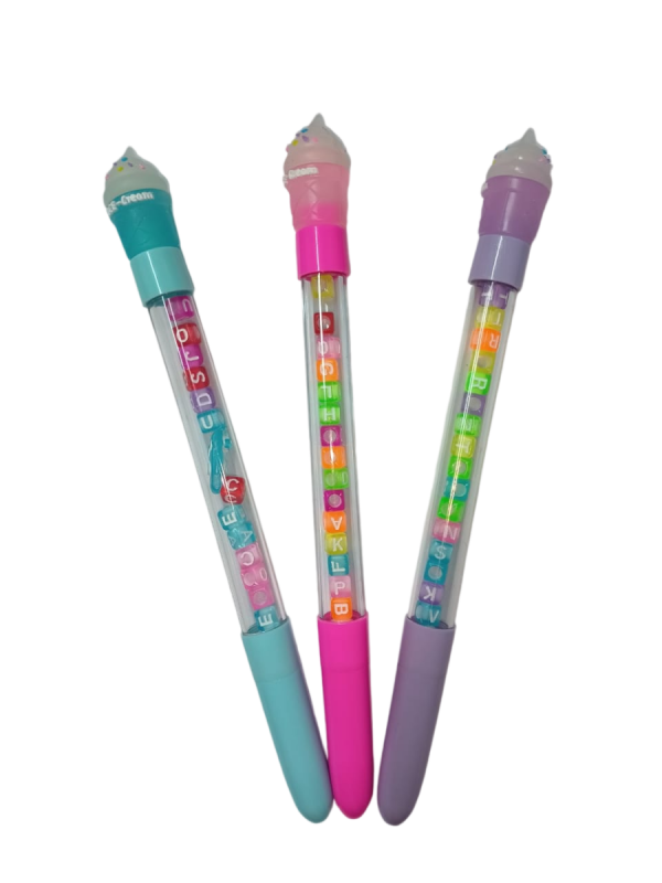 Yiwu Ballpoint Pen With Transparent Body With Beads Blue Qq-3118