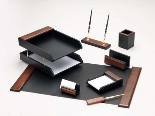 Good Sunrise 8/Piece Desk Set Double Tray Color Wood S/M/G