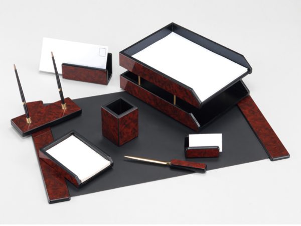 Good Sunrise 8/Piece Desk Set Double Tray Wood S/Fn