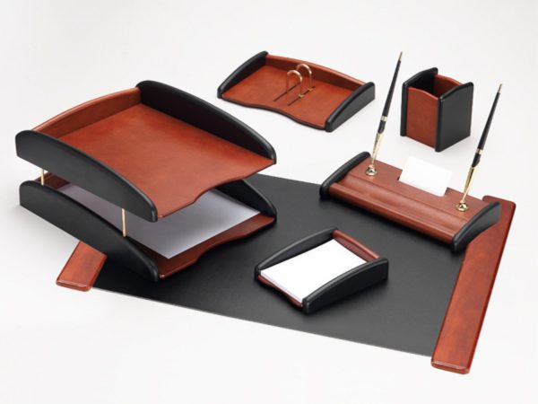 Good Sunrise 6/Piece Desk Set Double Tray Color Wood S/Rs/M3A