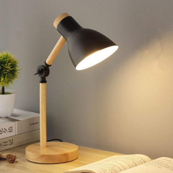 Desk Lamp With Black Wood Base, No. Lh1-3