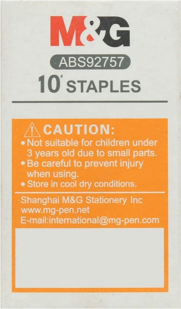 M&G Stapler Pin Box, White, 10mm, No. ABS92757