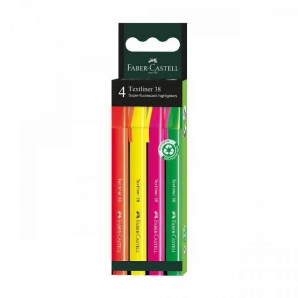 Faber-Castell Textliner 38 /4 Highlighter Marker Set Carton Box No. 157774