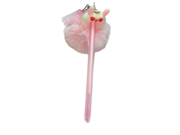 Yiwu Ballpoint Pen With Fur Silicone Medal Blue Qq-2601